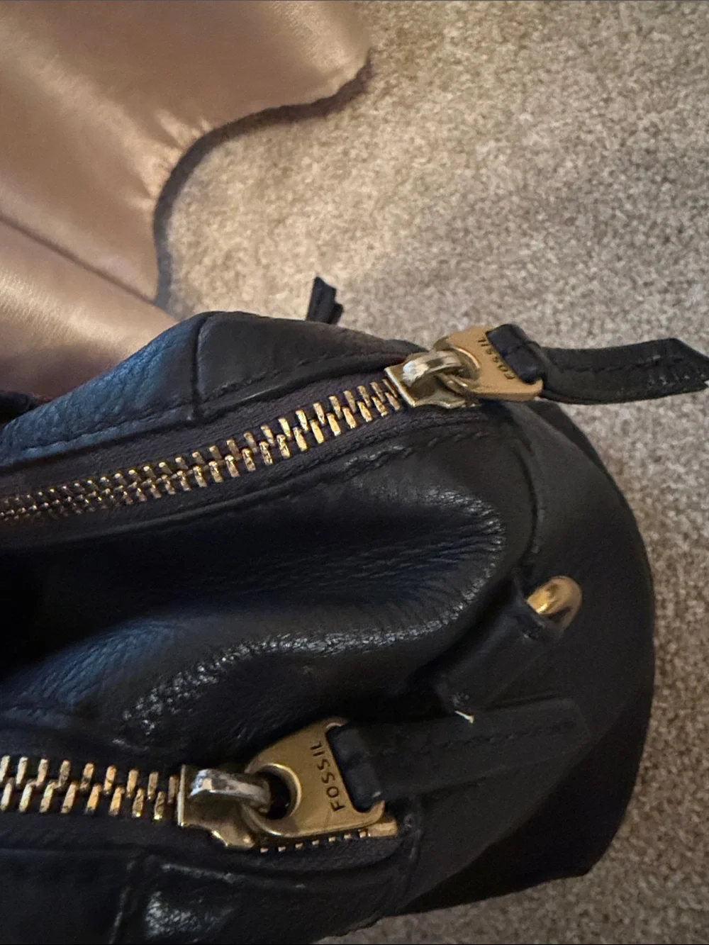 Fossil Black Pebbled Leather Satchel